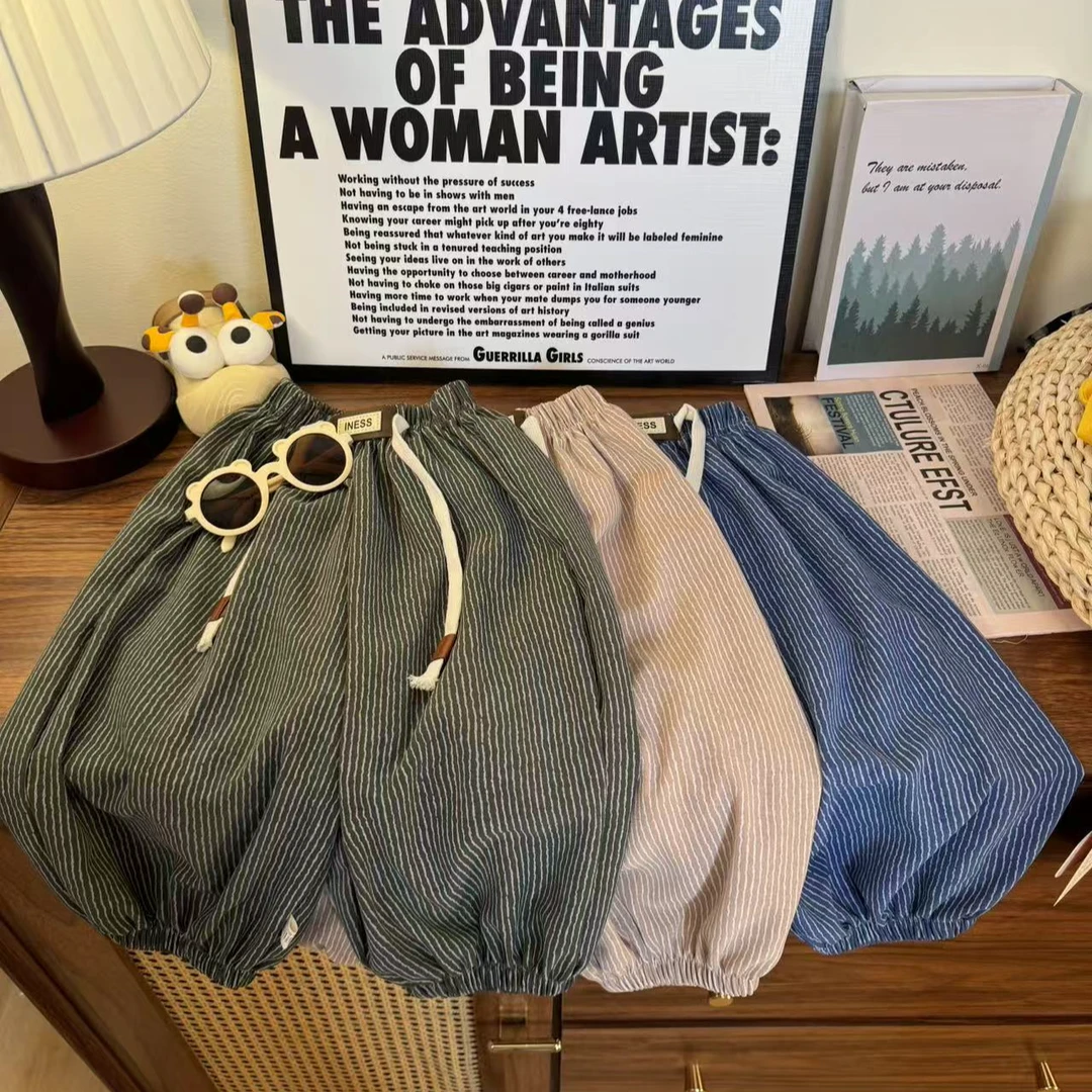 儿童夏季轻薄款防蚊裤2025新款儿童装洋气冰丝灯笼裤宝宝时髦长裤