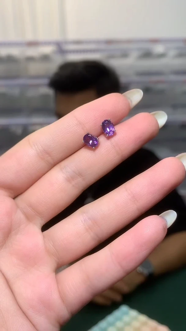 银S925镶嵌耳饰紫晶【宝石世家严选】