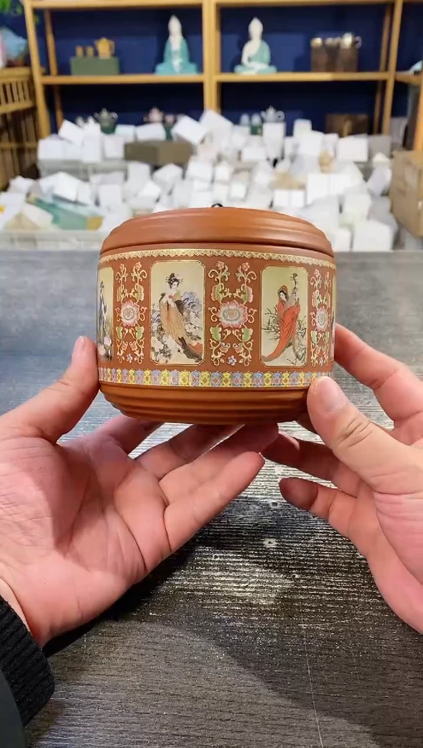 【闪购商品】其他四大美女珐琅彩紫砂茶叶罐
