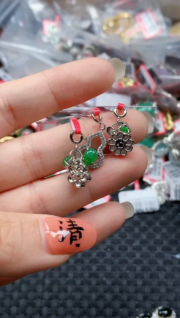 银S925镶嵌戒指翡翠天然A货缅甸翡翠