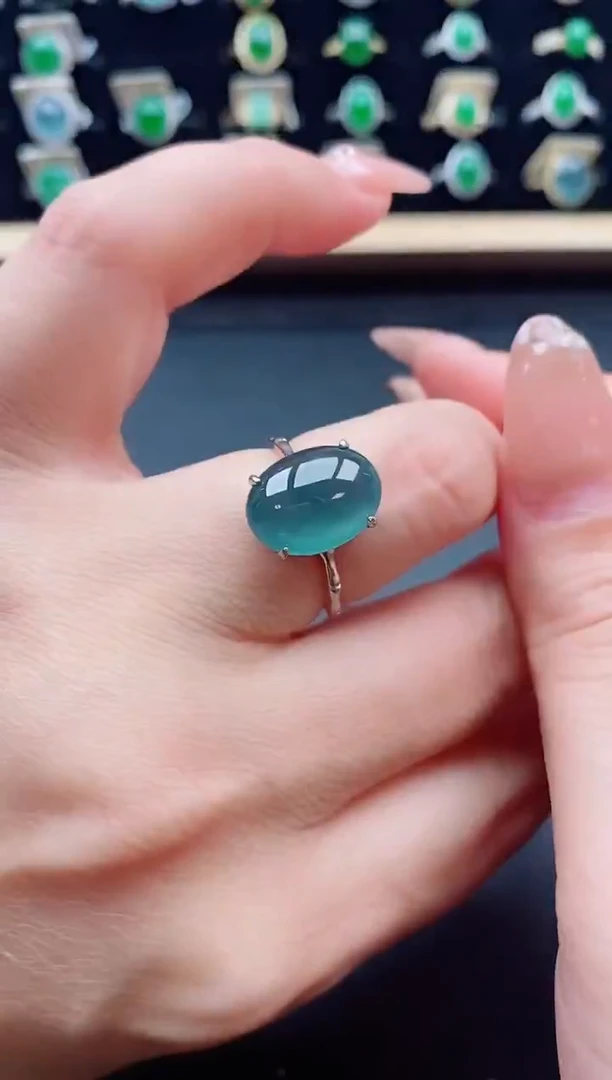 银S925镶嵌戒指翡翠1