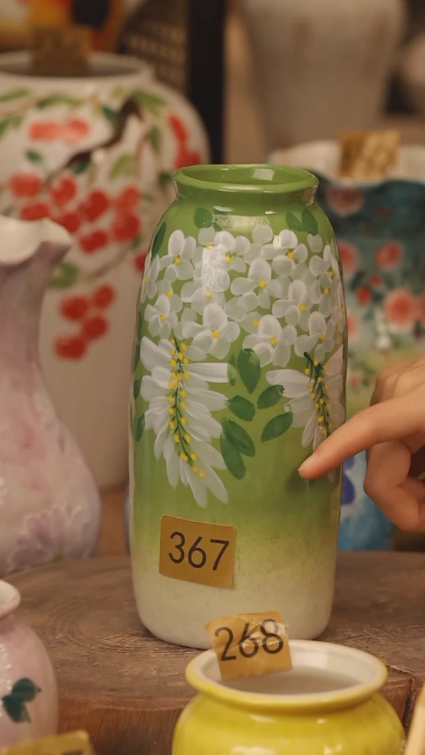 陶瓷景德镇设计师手作花器摆件侘寂风@M367@