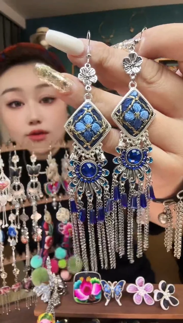 刺绣纯手工民族风刺绣耳环