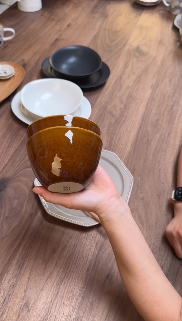 饴糖釉碗2只瑕疵