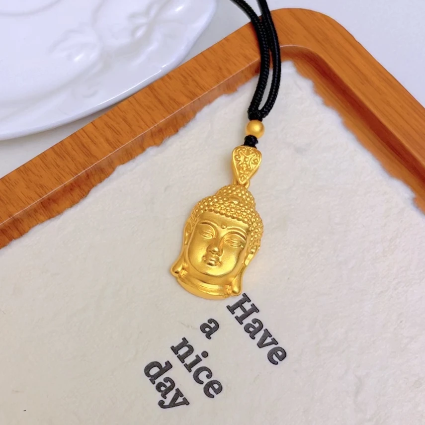 布艺吊坠 1322-复古佛头吊坠金色实心挂坠素款时尚