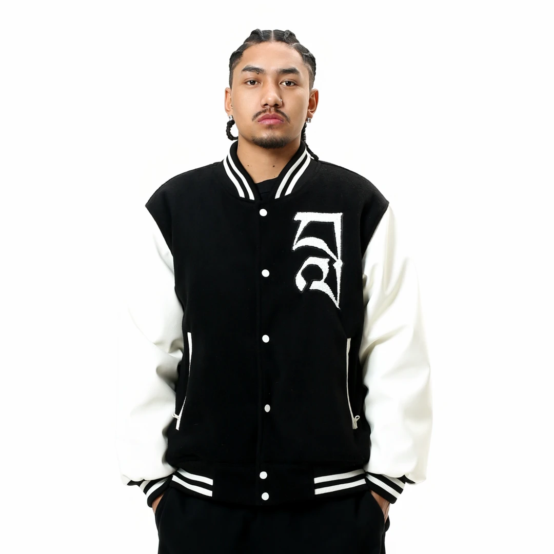 Lanameba藏式棒球黑白拼色棉服 冬季加厚复古时尚潮流拼接情侣