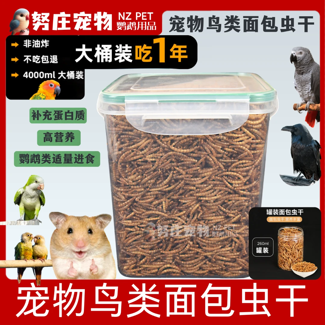 鹦鹉面包虫干仓鼠面包虫干零食饲料营养粮食主粮黄粉虫干烘干