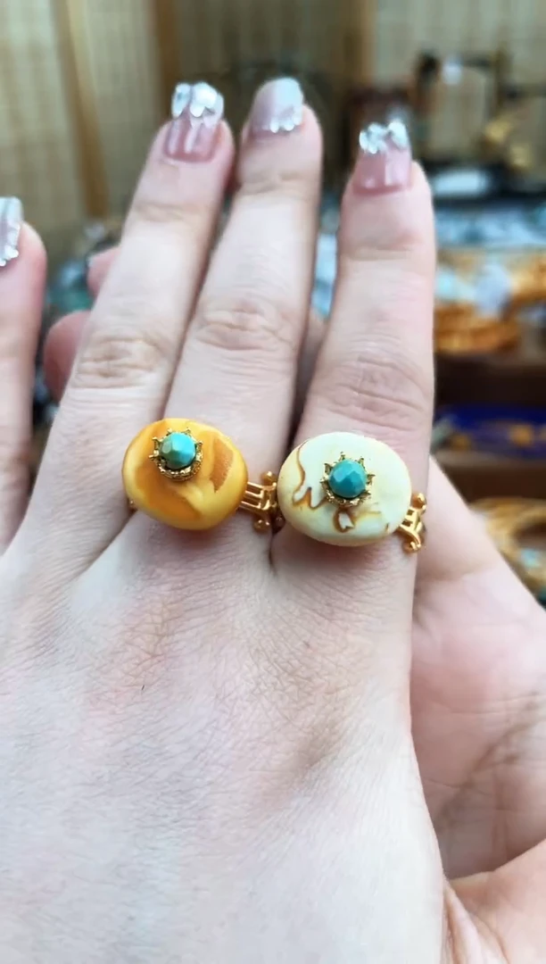 琥珀银S925镶嵌戒指戒指多样性发其一