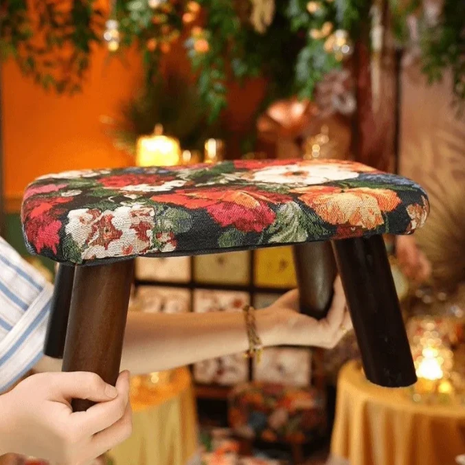 美式复古花卉小板凳波西米亚民族风布艺小凳子换鞋凳小板凳小椅子