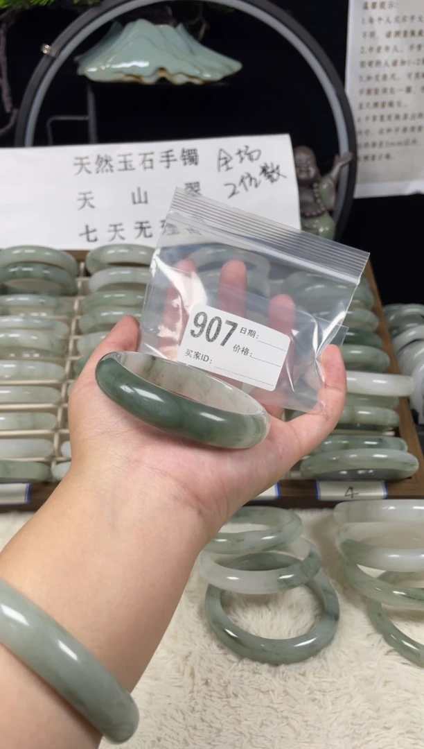 未镶嵌手镯石英质玉（天山翠）907