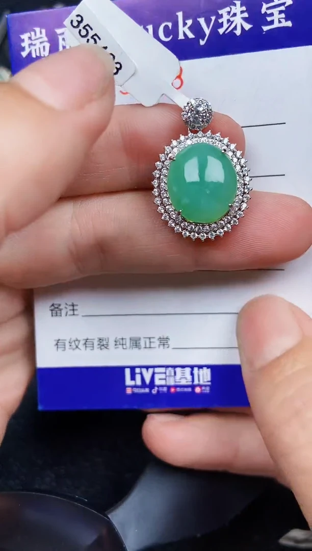 翡翠银S925镶嵌颈饰9478