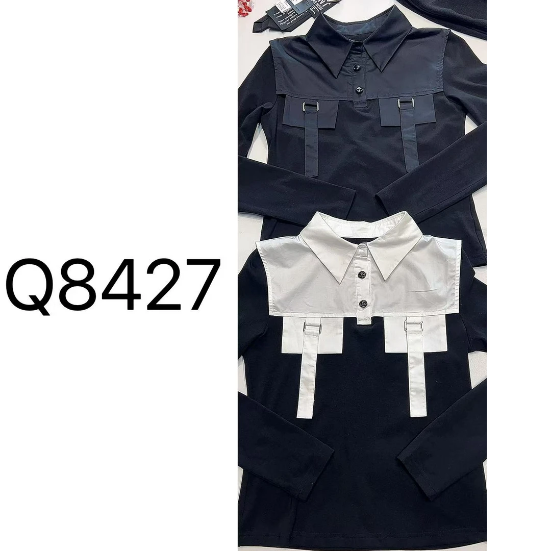Q8427深圳南油小众设计师显瘦减龄潮酷女装