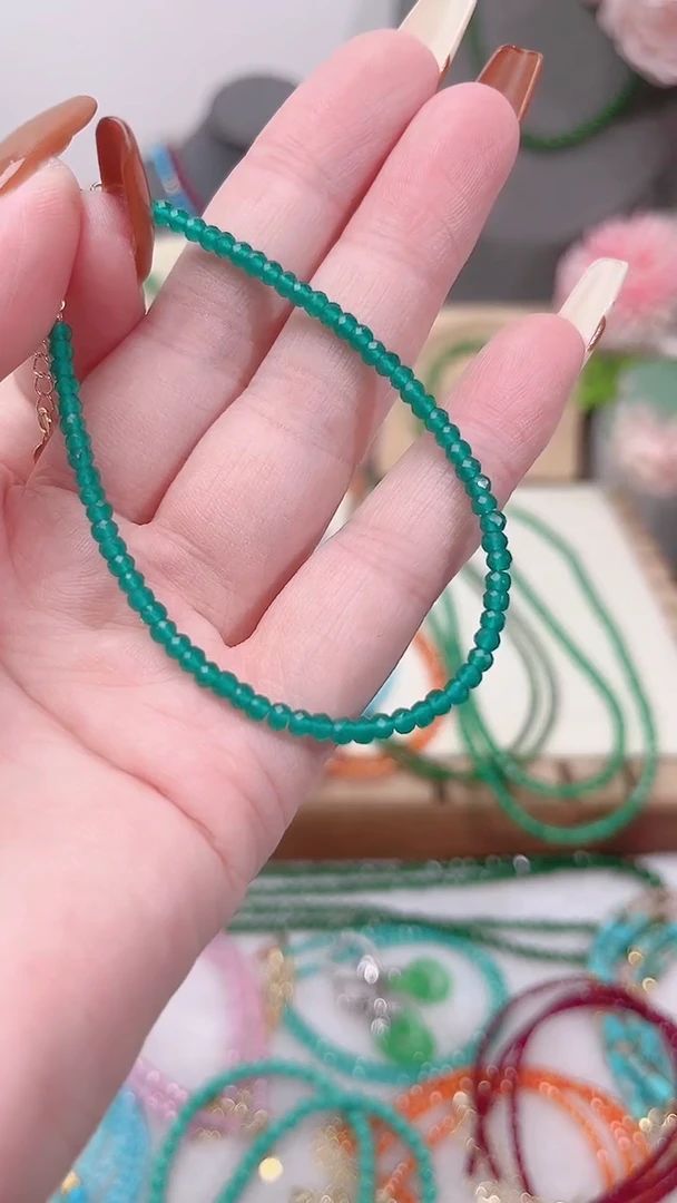 银S925镶嵌手链祖母绿算盘刻49