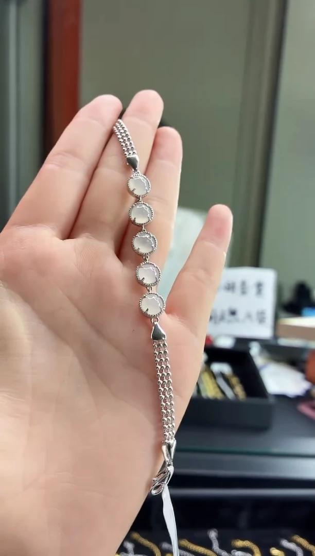 银S925镶嵌手链翡翠111