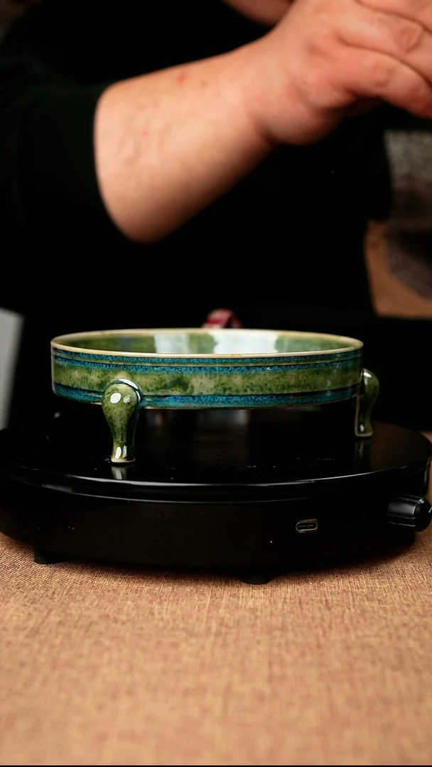 【闪购商品】588#盼龙窑一级品原矿钧瓷炉钧釉三足洗