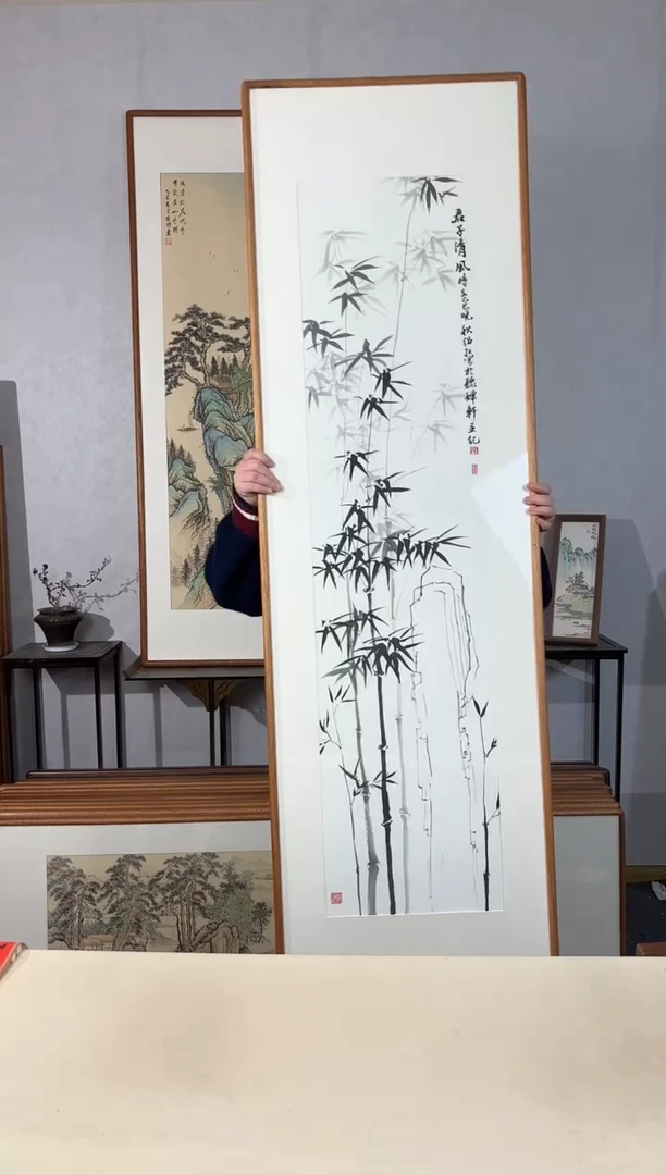 国画手绘*君子清风*52*172cm带框发货