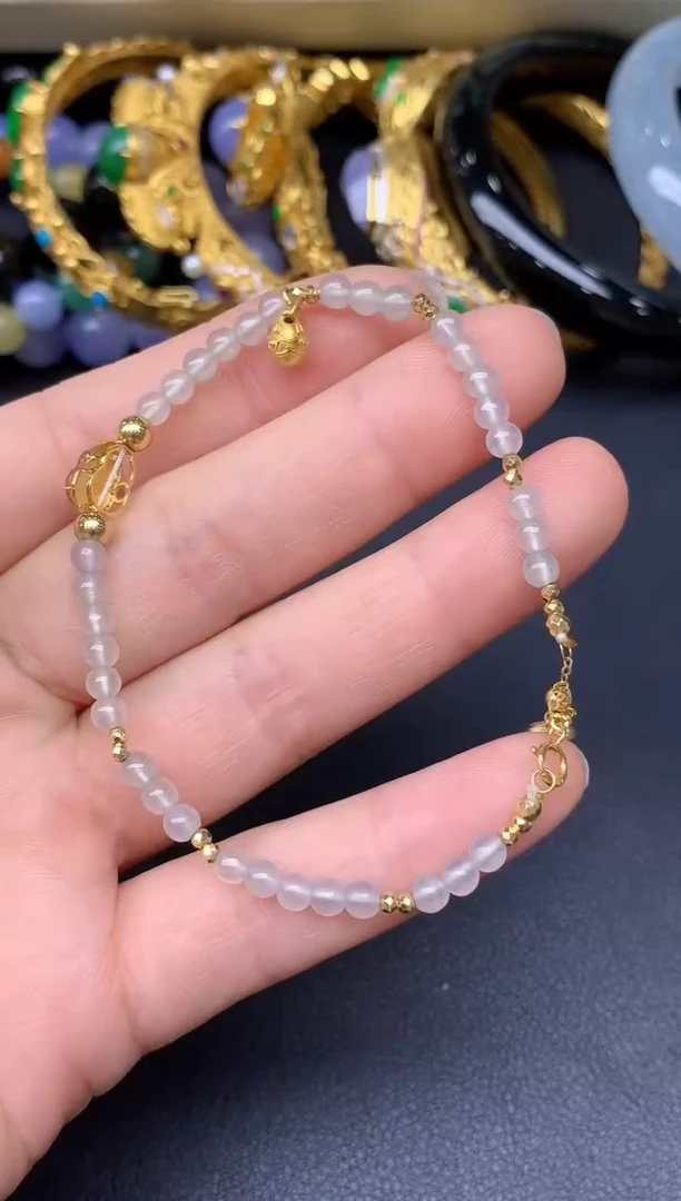18K金镶嵌手串翡翠185-雪姐翡翠天天见