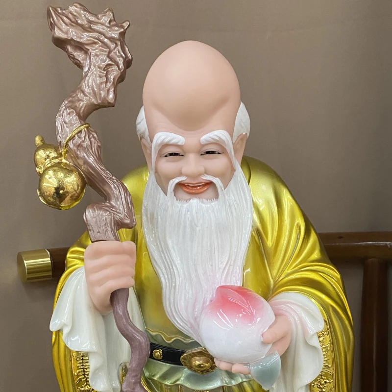 19寸南极仙翁寿星合成汉白玉家用玄关创意白瓷摆件雕塑中式工艺品