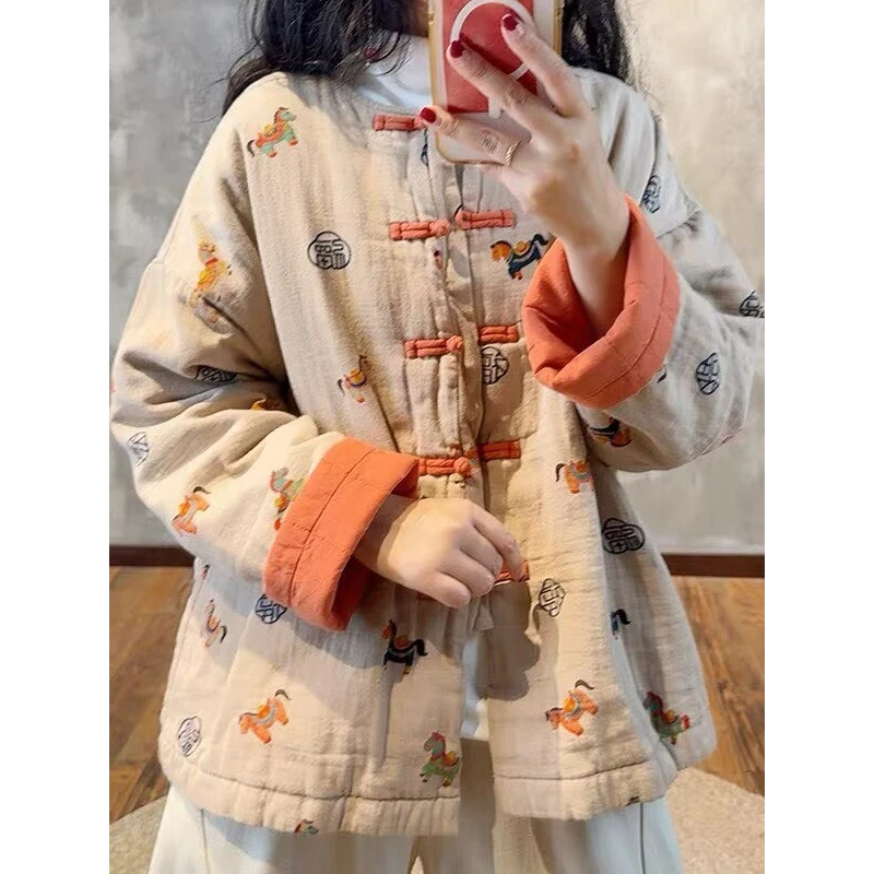 新疆棉花棉服女新中式宽松休闲保暖棉袄棉衣女装外套2025冬气质款
