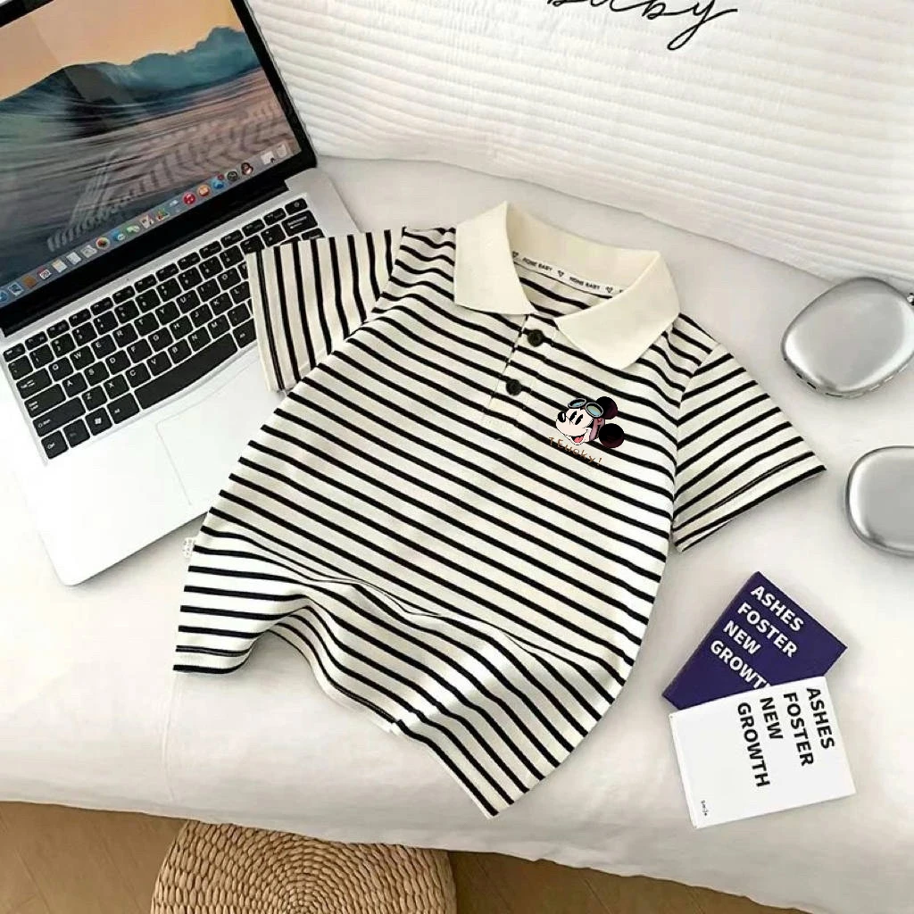 男童帅气薄款透气Polo衫韩版宝宝可爱潮酷中大童短袖T恤翻领条纹