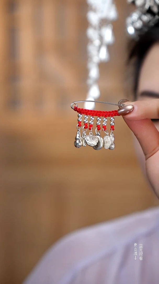 珐琅足银6个吊坠别针