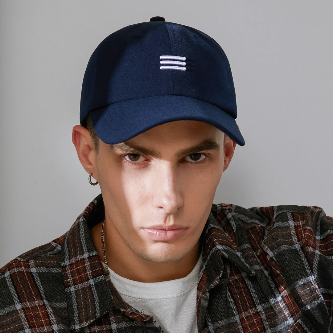 【软顶】33韩版藏青色刺绣图案棒球帽户外休闲男士帽子