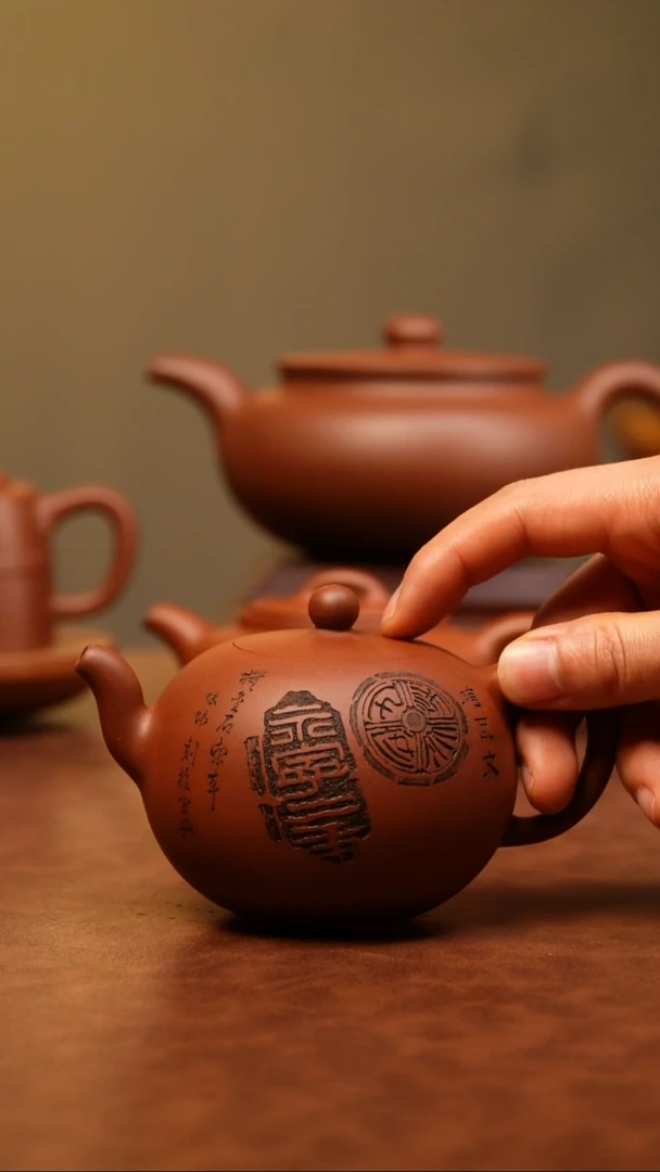 茶壶紫砂AA18105一粒珠紫泥全手