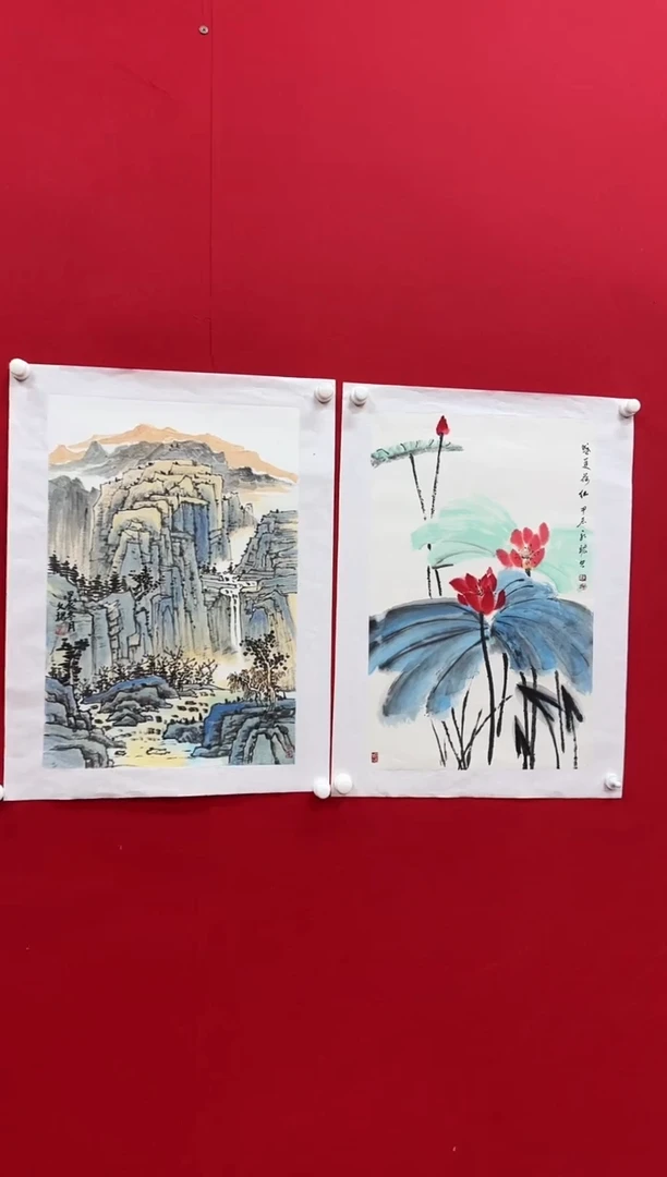 国画y天津人美-李建军-孙永红2.7平尺山水花鸟作品