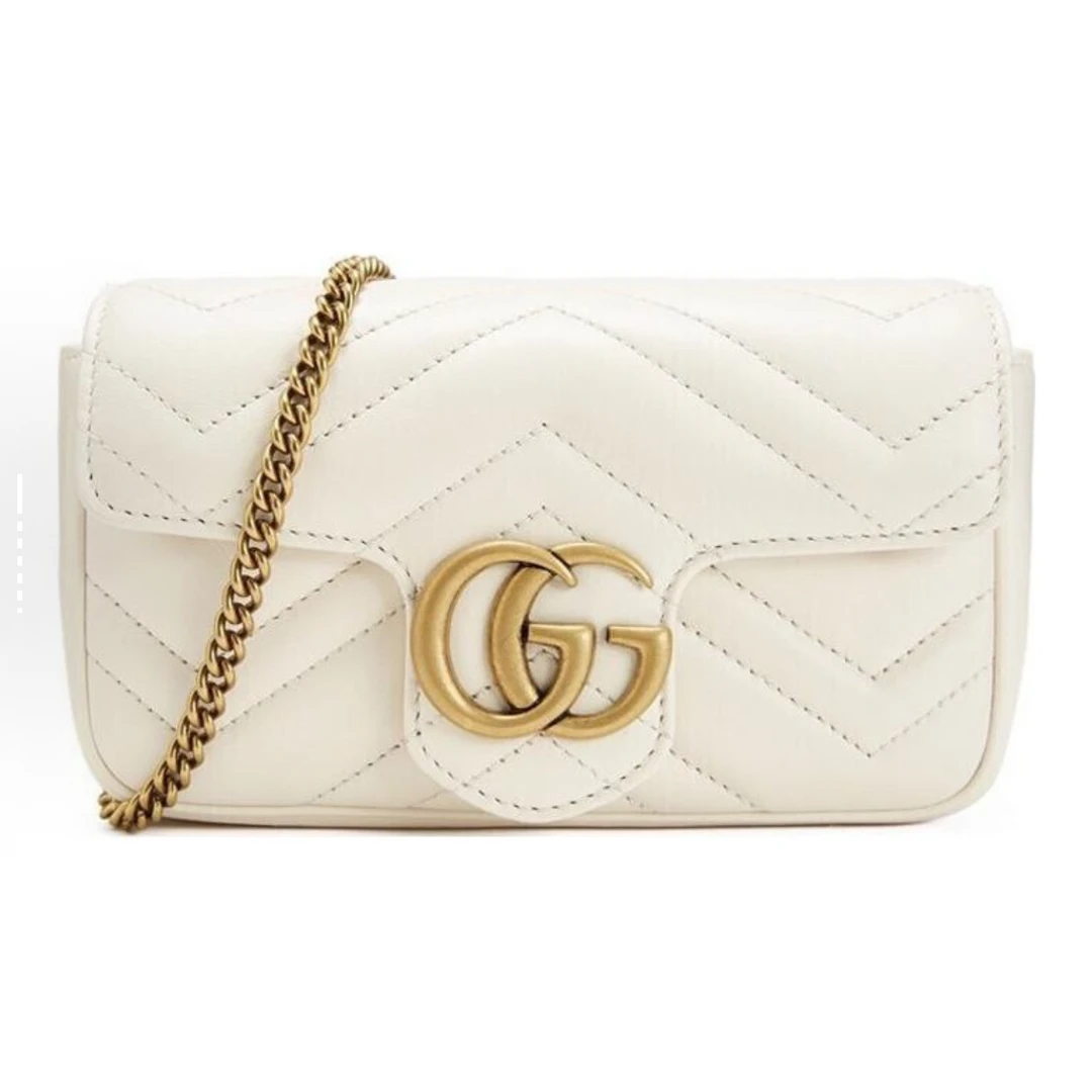 99新 GUCCI/古驰 古驰白色马蒙mini斜挎包 NU003
