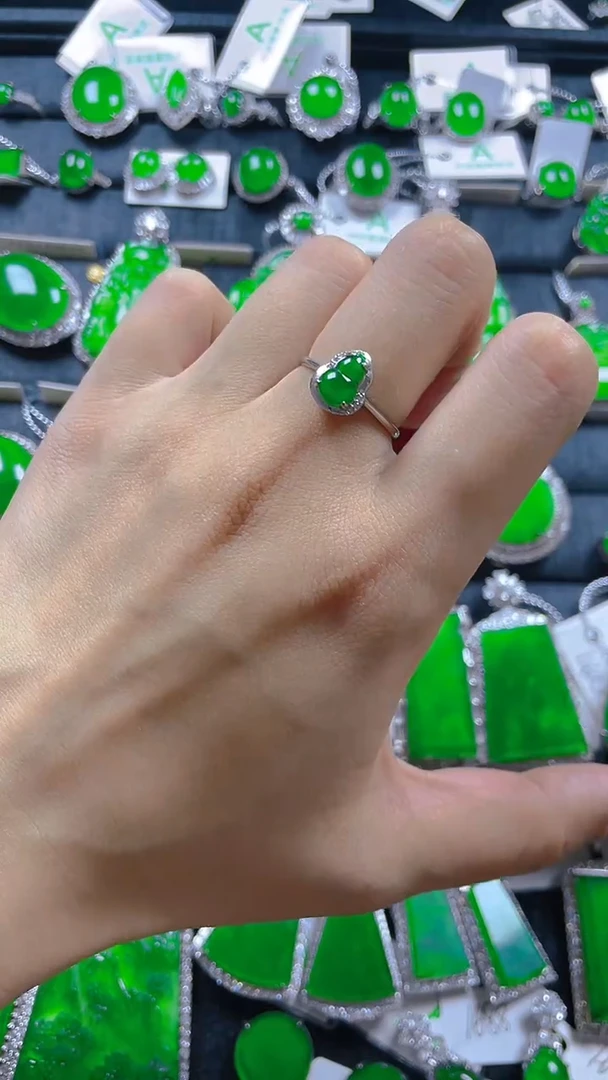 翡翠戒指银S925镶嵌11