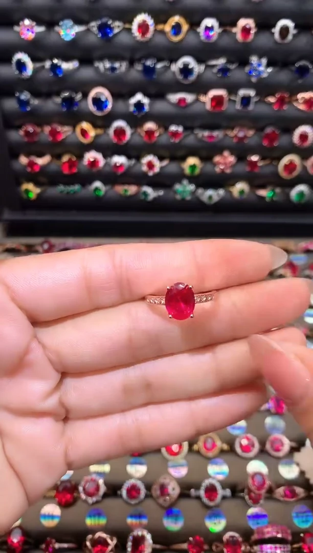 【闪购商品】红宝石戒指银S925镶嵌810玫瑰金