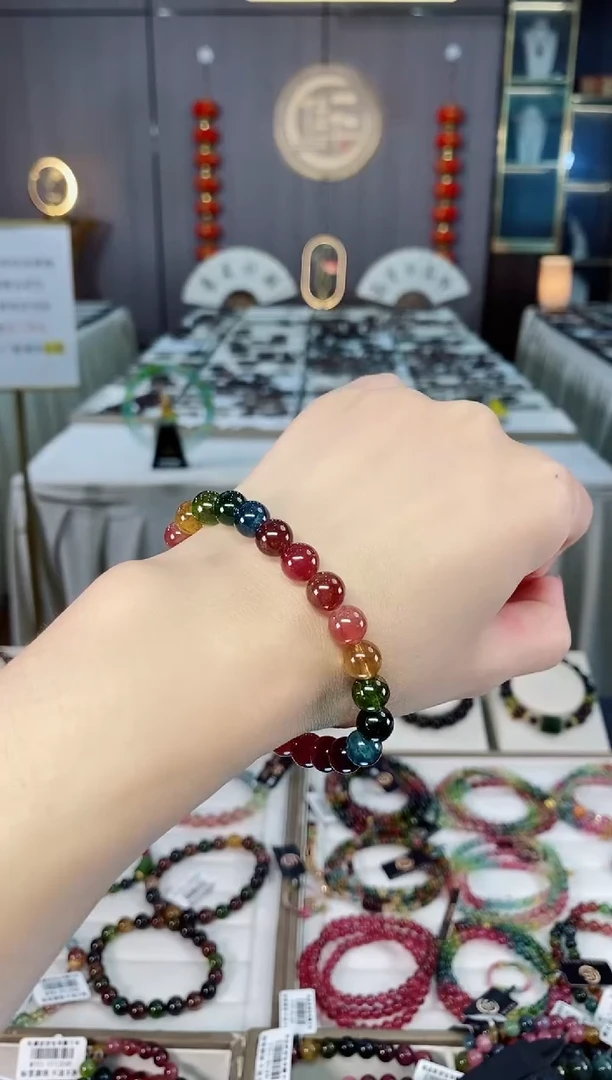 未镶嵌收藏级老矿碧玺单圈手串7mm+碧玺hon多样性发货一条