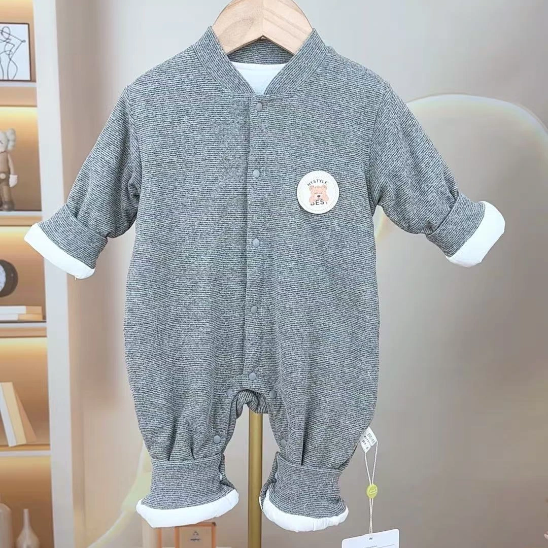 小熊对开婴幼儿连身衣宝宝哈衣爬爬服