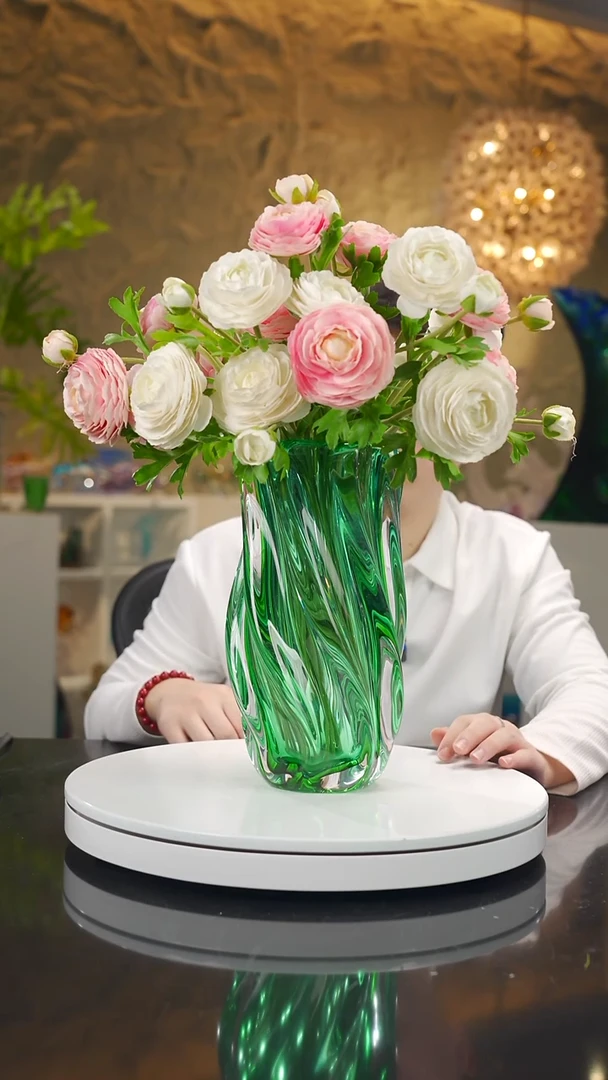 手工艺品琉璃祖母绿风声水起花器摆件