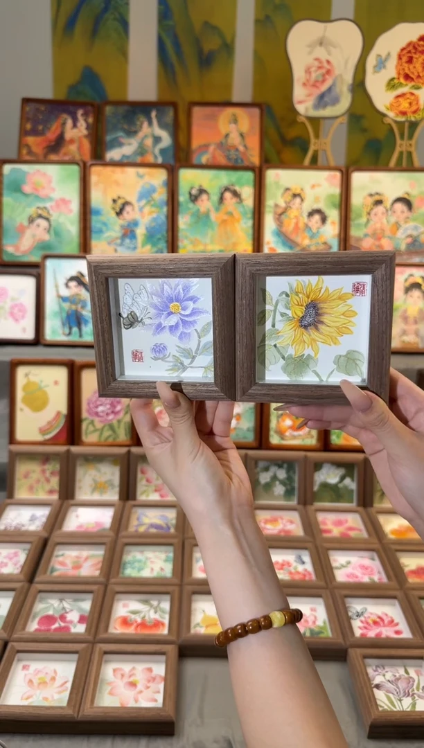 国画小睡莲 向日葵蝴蝶 一组11