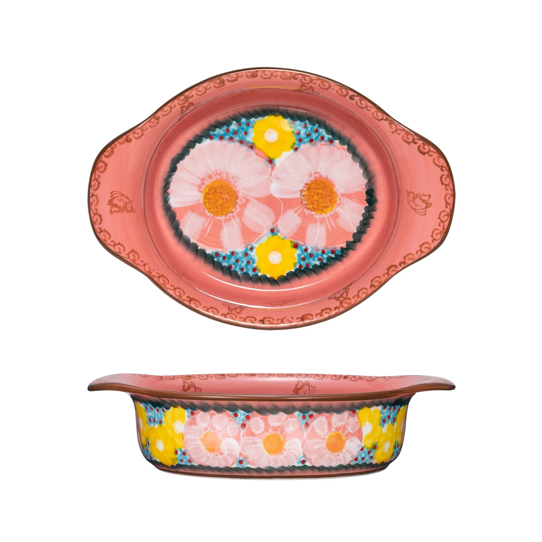 【SILESIA/出口原单】手绘樱花雪月-10英寸双耳椭圆碗