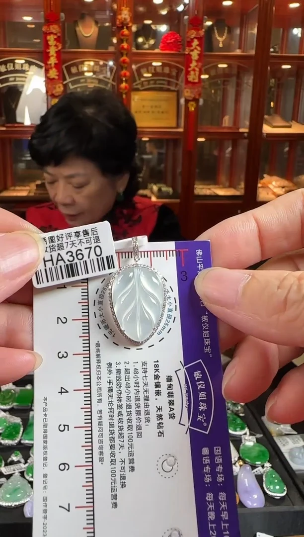 颈饰18K金镶嵌翡翠HA3670冰叶子