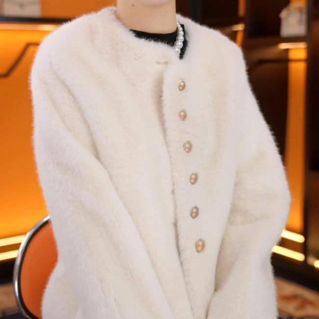 【海宁专柜正品】2025冬季新款雪兰貂小香风外套21379-多米