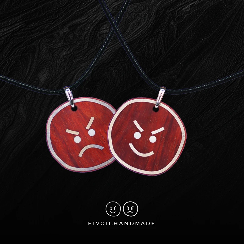 非金属木质吊坠 【凡喜手作】凡喜凡忧emoji挂坠项链