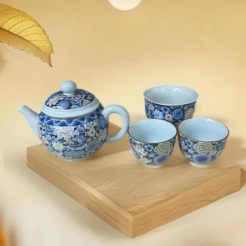 汝窑繁花似锦一壶三杯-ZHZ208