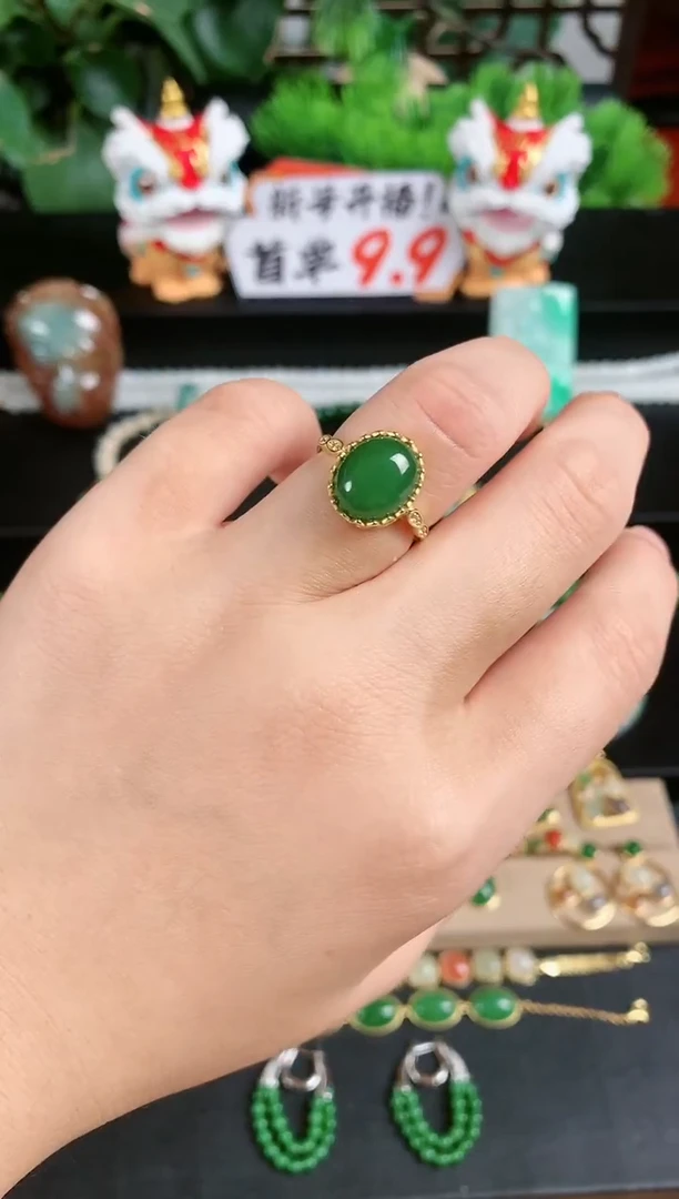 银S925镶嵌戒指和田玉1