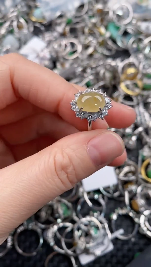 银S925镶嵌戒指翡翠555             5