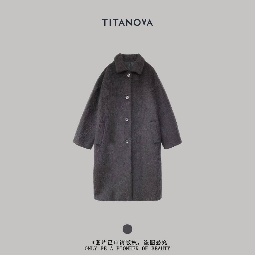 【苧不凡】经典重现|山羊绒拉绒立裁定制轮廓质感长款大衣N5WT1027Q