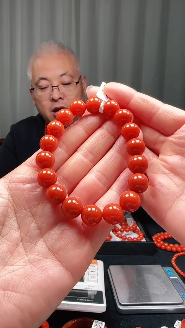 未镶嵌多样性发一件南红玛瑙柿锦红11mm保山阿东寨圆珠单圈