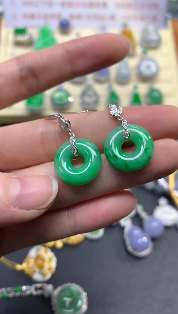 翡翠18K金镶嵌耳饰耳饰|5980+598