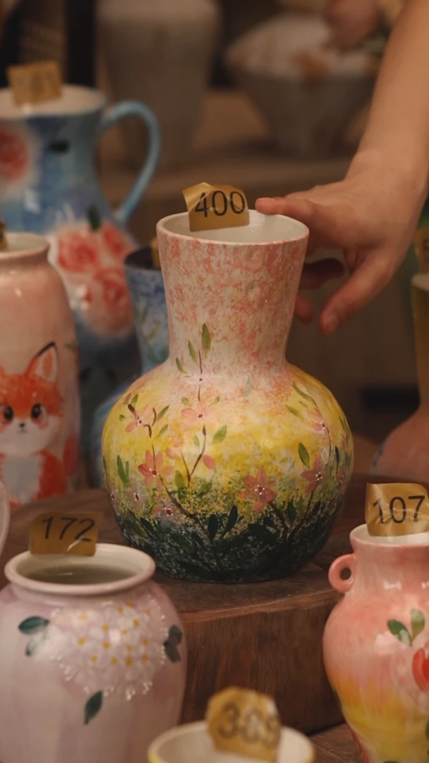 陶瓷400景德镇设计师手作花器摆件侘寂风