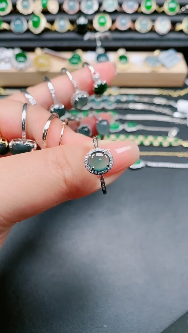 翡翠戒指银S925镶嵌111111