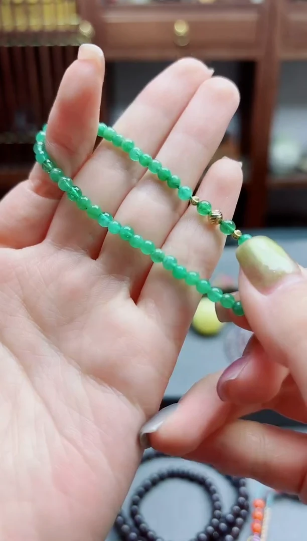 手链18K金镶嵌祖母绿18K金祖母绿手串QM