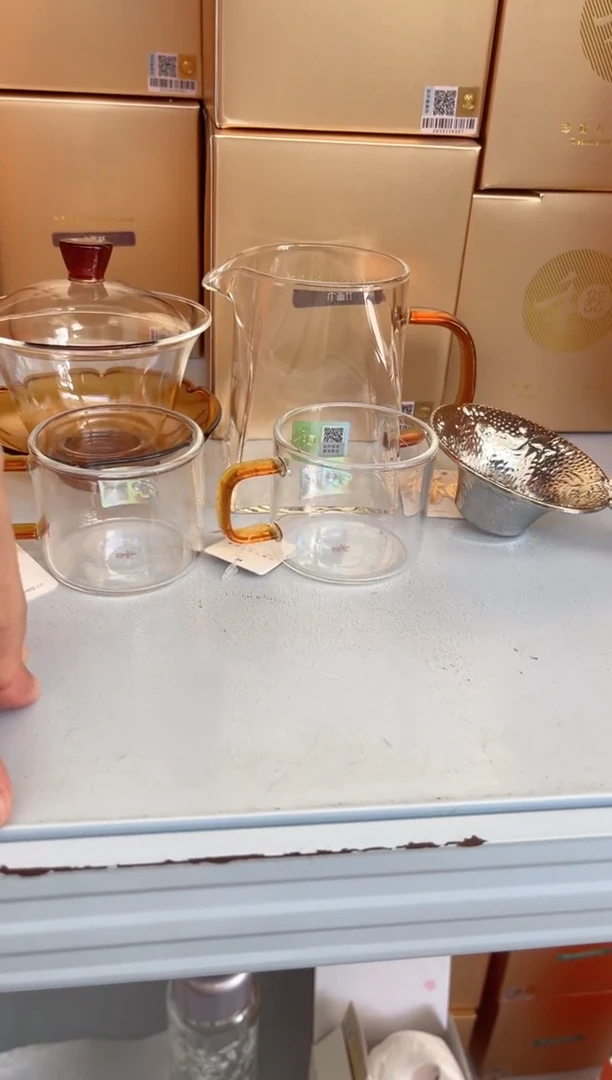 荷叶盖碗/琥珀色+瀚然琥珀+清禾杯琥珀+合金茶漏