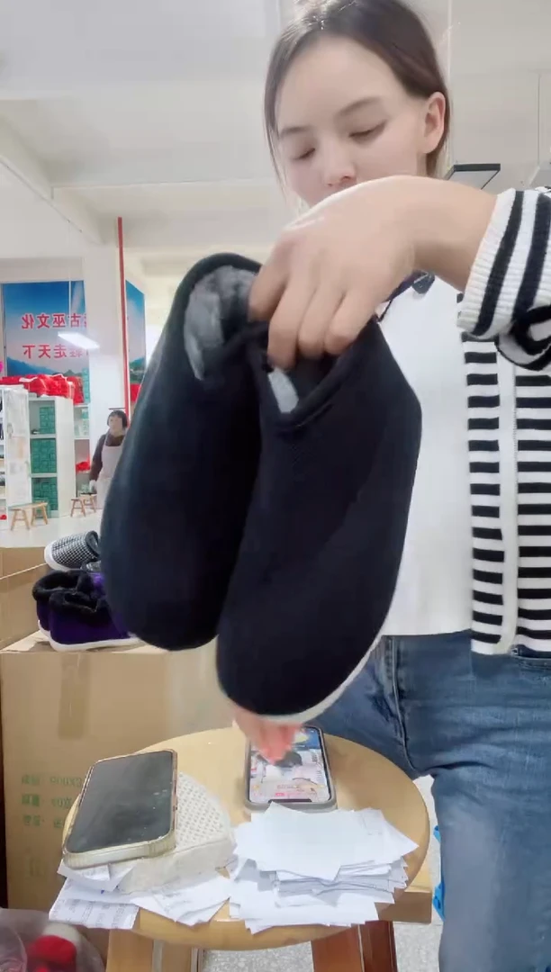 闪购黑色拉链棉鞋37码38号